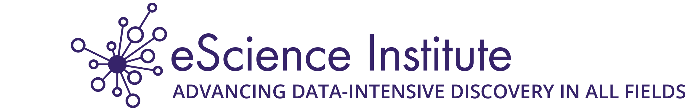 logo of the eScience Institute, with subheading 'Advancing Data-intensive discovery in all fields'